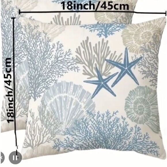 Coastal Themed Feather Filled Throw Pillows 18x18 - Picture 3 of 3